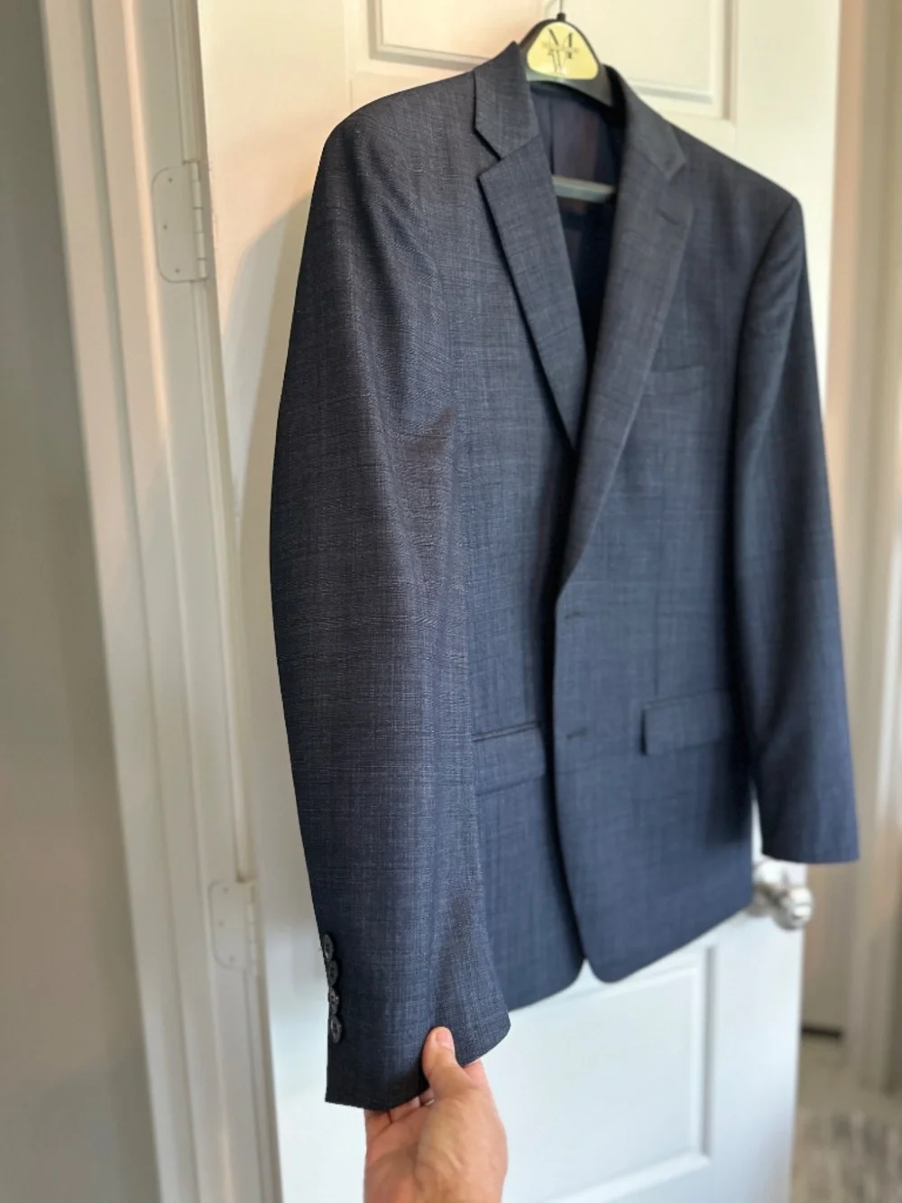 Calvin Klein 100% Wool Stretch Slim Suit – Blue Gray (Men’s Wearhouse)